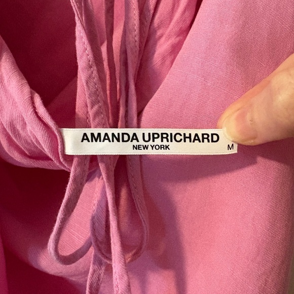 Amanda‎ Uprichard Revolve Janet Dress Size Medium Pink linen Blend Sleeveless - Picture 3 of 8